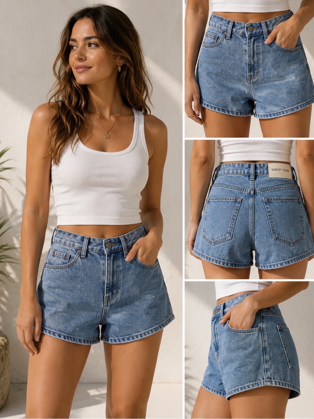 Nobody Denim Light Wash High-Rise Jean Shorts